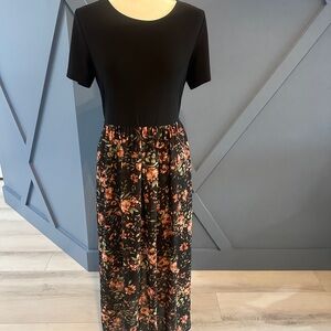 Floral Black and Mauve Dress